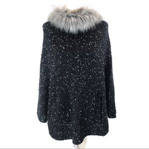 NWT Steve Madden Black Knitted Poncho